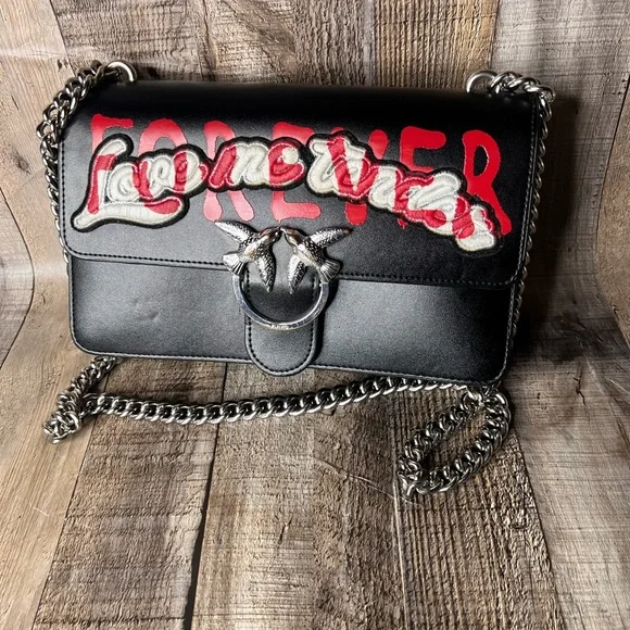 Pinko Black Chain Strap Women Crossbody Bag - Picture 3 of 15